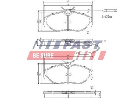 Колодки гальмівні дискові передні FIAT Ducato 94-02; PEUGEOT Boxer 94-02; CITROEN Jumper 02-06, Jumper 94-02 FAST FT29007 (фото 1)