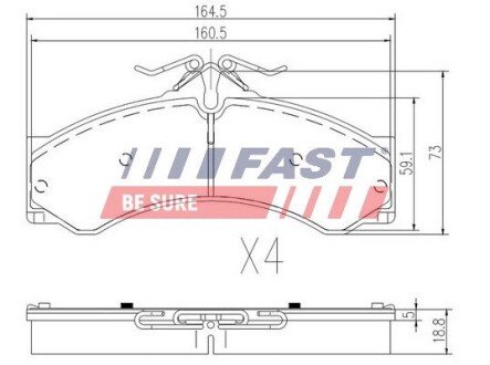 Колодки гальмівні дискові передні VW LT28-55 96-06; MERCEDES-BENZ Sprinter 906 06-18, Sprinter 901-905 95-06 FAST FT29015