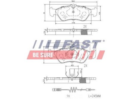 Колодки дисковые тормозные задние комплект VW LT28-55 96-06; MERCEDES-BENZ G-Class W463 90-18, Sprinter 901-905 95-06 FAST FT29018