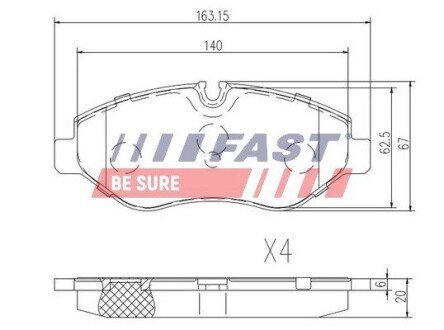 Колодки тормозные дисковые передние VW Crafter 06-16; MERCEDES-BENZ Sprinter 906 06-18, Vito W639 03-10, Vito W447 14-, ML W164 05-11 FAST FT29019