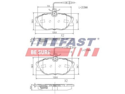 Тормозной колодки диск. Fiat Scudo 94-02 с датч. FAST FT29054