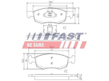 Колодки тормозные дисковые передние FIAT Doblo 00-13 FAST FT29102