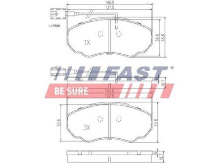 Колодки тормозные дисковые передние FIAT Ducato 02-06, Ducato 94-02; PEUGEOT Boxer 02-06, Boxer 94-02; CITROEN Jumper 02-06, Jumper 94-02 FAST FT29107