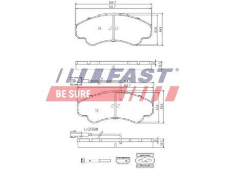 Колодки тормозные дисковые передние FIAT Ducato 02-06, Ducato 94-02; PEUGEOT Boxer 02-06, Boxer 94-02; CITROEN Jumper 02-06, Jumper 94-02 FAST FT29108