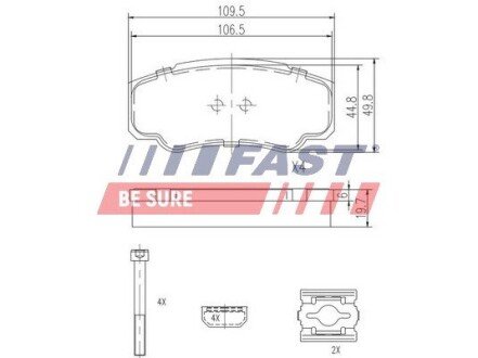 Колодки гальмівні дискові задні комплект FIAT Ducato 02-06, Ducato 94-02; PEUGEOT Boxer 02-06, Boxer 94-02; CITROEN Jumper 02-06, Jumper 94-02 FAST FT29109