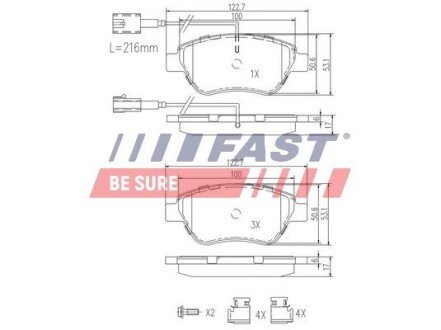 Гальмівні колодки дискові перед. Fiat Stilo 01,04/Grande Punto/Doblo 05/Bravo -07 FAST FT29112