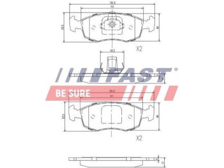 Колодки гальмівні дискові передні FIAT Punto 03-10, Albea 96-11, Palio 96-20 FAST FT29122