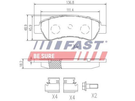 Гальмівні колодки дискові зад. Citroen Jumper Fiat Ducato Peugeot Boxer 2.2Hdi-3.0Hdi 04.06- FAST FT29131 (фото 1)