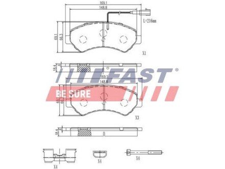 Колодки гальмівні дискові передні комплект FIAT Ducato 06-14; PEUGEOT Boxer 06-14; CITROEN Jumper 06-14, Jumper 14- FAST FT29132