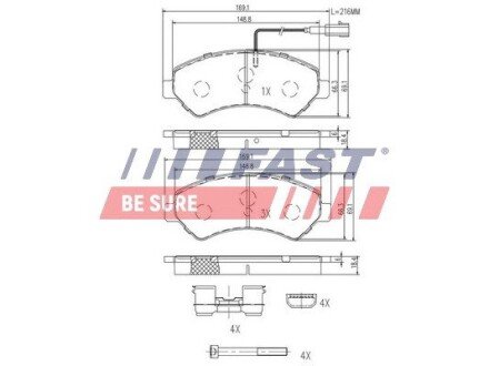 Колодки тормозные дисковые передние FIAT Ducato 06-14; PEUGEOT Boxer 06-14; CITROEN Jumper 06-14, Jumper 14- FAST FT29152