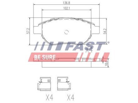 Колодки тормозные дисковые. FIAT Idea 03-12; PEUGEOT 307 01-11, 207 06-15, 206 98-12, Partner 96-08, 1007 04-09; CITROEN Berlingo 96-08, C4 04-11, C3 01-09, Xsara 00-06, Xsara Picasso 99-10; LANCIA Musa 04-12 FAST FT29156