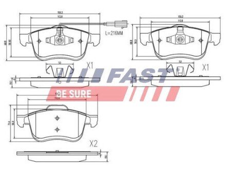 Колодки тормозные дисковые передние FIAT Doblo 09-15, Doblo 00-13; OPEL Combo D 11-18 FAST FT29157