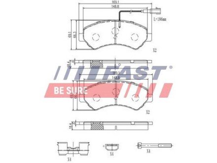 Колодки гальмівні дискові передні комплект FIAT Ducato 06-14, Ducato 14-; PEUGEOT Boxer 06-14, Boxer 14-; CITROEN Jumper 06-14, Jumper 14- FAST FT29158