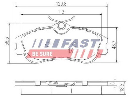 Гальмівні колодки дискові перед. Citroen Berlingo 96-, Xsara 97- /Peugeot 306, Partner 96- FAST FT29516