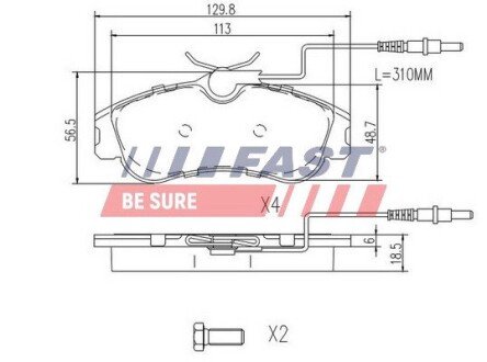 Колодки тормозные дисковые. PEUGEOT Partner 96-08, 306 93-02; CITROEN Berlingo 96-08, Xsara 00-06, Xsara 97-00 FAST FT29517