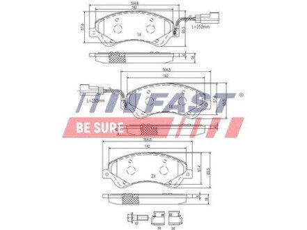 Колодки тормозные дисковые передние под 2 датчика FORD Transit 06-14 FAST FT29521