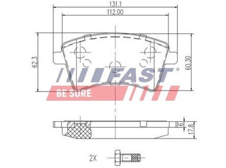 Колодки тормозные дисковые передние RENAULT Kangoo 08-17, Kangoo 09-17; MERCEDES-BENZ Citan 12-21 FAST FT29527