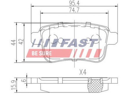 Колодки гальмівні дискові задні RENAULT Kangoo 08-17, Kangoo 09-17, Kangoo 97-07; MERCEDES-BENZ Citan 12-21 FAST FT29528 (фото 1)