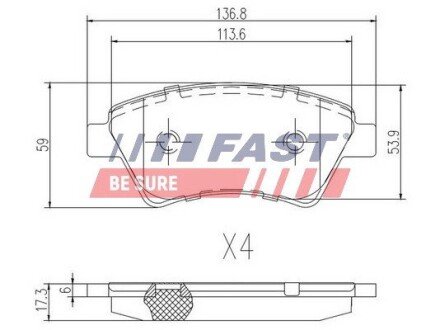 Колодки гальмівні дискові передні RENAULT Megane II 03-09, Scenic II 03-09, Kangoo 97-07 FAST FT29531