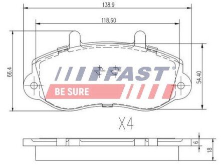 (R15)Гальмівні колодки дискові перед. Opel/Renault Movano/Master T28/Master T33/Master T35/Master FAST FT29539