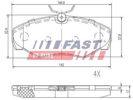 Колодки гальмівні дискові передні RENAULT Trafic 00-14; NISSAN Primastar 02-14; OPEL Vivaro 01-14 FAST FT29542