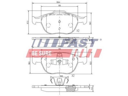 Колодки гальмівні дискові передні FORD Connect 02-13, Focus I 98-04 FAST FT29546