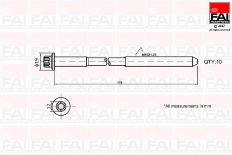 К-кт гвинтів ГБЦ Fiat Punto 1.3D Multijet 09-/Opel Astra H/J 1.3CDTi 10- Fischer Automotive One (FA1) B1321