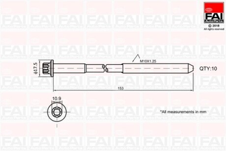 К-кт винтов ГБЦ Opel X14XE/X16XEL/X18XE Z Fischer Automotive One (FA1) B701 (фото 1)