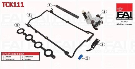 К-кт цепи ГРМ (с уплотнениями) (058109229B+058109088K) Audi A3 1.8 96-/A4 1.8 95-/VW Passat 1.8 97-/VW Bora 1.8 99- Fischer Automotive One (FA1) TCK111 (фото 1)