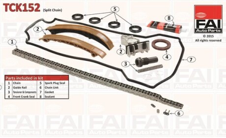 Рем/к-кт ГРМ (цепь+натяжник+направляющие) Mercedes C (W203) C 180/200/230 94- Fischer Automotive One (FA1) TCK152