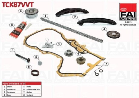 К-кт цепи ГРМ (130лан. 3шест./фазорег. прокл., сальн) VW GOLF 1.4/1.6TSI 03-16 SKODA OCTAVIA 1.6FSI 04-08 AUDI A3 1.6FSI 03-07 Fischer Automotive One (FA1) TCK87VVT