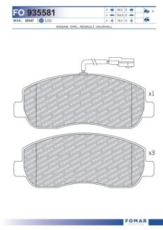 Колодки тормозные дисковые FOMAR FO 935581