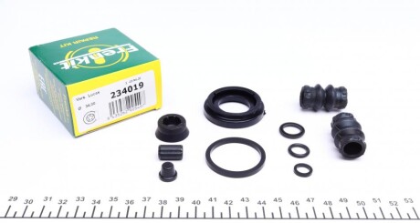 Ремкомплект гальмівного супорта TOYOTA Yaris 05-12, iQ 08-16; FORD Fiesta 02-09; FIAT Punto 03-10, 500 07-20, Panda 11-, Panda 03-12; MITSUBISHI Colt 02-12; OPEL Astra H 04-14, Astra G 98-05, Combo C 01-11, Zafira A 99-05; SUBARU Trezia 11-14; LANCIA FRENKIT 234019 (фото 1)