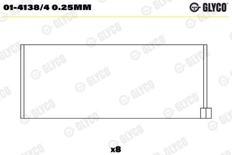 Вкладиші шатунні RENAULT 0,25 1,3/1,4/1,6 K4J/K4M/CIJ/C2J/C3J 86-07 Glyco 01-4138/4 0.25MM