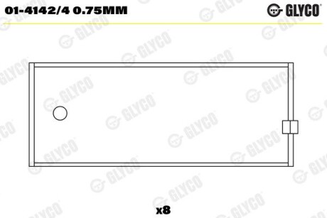 Вкладыши шатунные FORD 1,8/2,0 OHC (выр-во) Glyco 01-4142/4 0.75MM