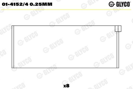 Вкладиші шатунні FORD 0,25 1,8D Glyco 01-4152/4 0.25MM