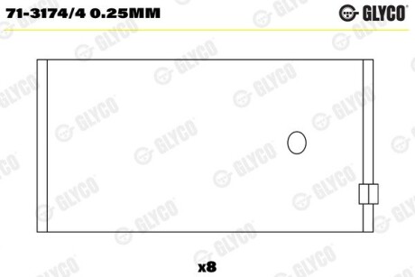 Вкладиші шатунні OPEL PL 0,25 2,3D/TD Glyco 71-3174/4 0.25MM (фото 1)