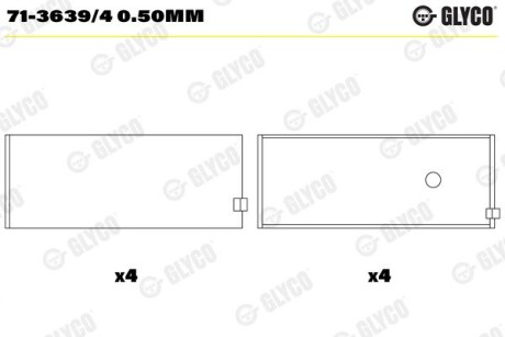 Вкладиші шатунні OPEL PL 0,50 1,2/1,3/1,4/1,6/1,8 Glyco 71-3639/4 0.50MM