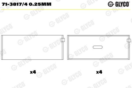 Комплект вкладышей двигателя Glyco 71-3817/4 0.25MM