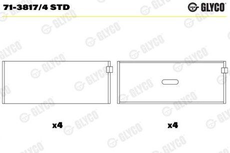 Вкладиші шатунні MB STD 2.0/2.3 M102/M111 Glyco 71-3817/4 STD (фото 1)