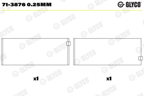 Комплект вкладышей двигателя Glyco 71-3876 0.25MM