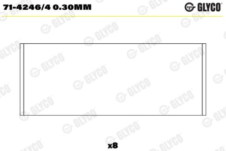 Вкладиші шатунні PSA/FORD 0,30 1,6HDi 16V/1.6 TDCi 16V 04- БЕЗ ЗАМКУ Glyco 71-4246/4 0.30MM