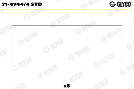 Вкладиші шатунні NISSAN/OPEN/RENAULT G9T/G9U 2000-> Glyco 71-4744/4 STD (фото 1)