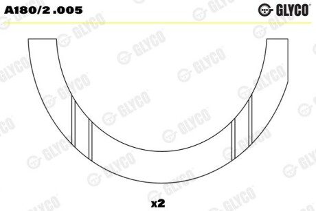 Напівкільця упорні FORD 1.6D/1.8D Glyco A180/2.005 (фото 1)