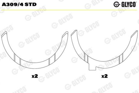 Напівкільця колінчастого вала Glyco A309/4 STD (фото 1)