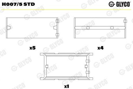 Вкладиші корінні BMW M40/M42/M43/M44 Glyco H007/5 STD (фото 1)