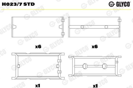 Вкладиші корінні BMW HL STD M20/M21/M50/M51/M52/M54/M57 із двома замками Glyco H023/7 STD