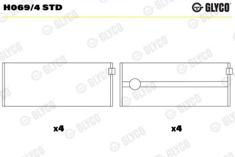 Вкладиші корінні MB STD M112 2,4-3,7 18V 97- Glyco H069/4 STD (фото 1)