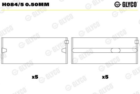 Вкладыши коренные VAG 0,50 1.6D/TD/1.7D/1.9D/TD (выр-во) Glyco H084/5 0.50MM