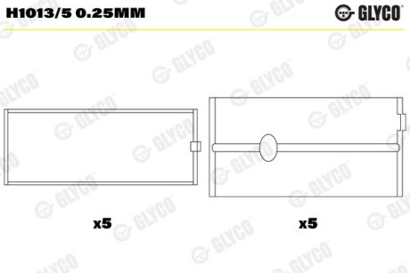 Вкладыши коренные OPEL/RENAULT G9U/G8T (выр-во) Glyco H1013/5 0.25MM